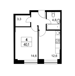 Планировка 1-комнатной квартиры в Маяковский