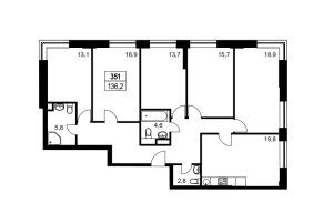 Планировка 4-комнатной квартиры в Маяковский - тип 1