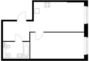 Планировка 1-комнатной квартиры в Ютаново