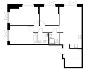 Планировка 3-комнатной квартиры в Ютаново