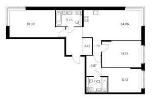Планировка 4-комнатной квартиры в Vangarden - тип 1