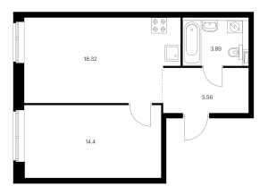 Планировка 1-комнатной квартиры в Vangarden