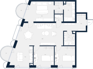 Планировка 3-комнатной квартиры в Logos