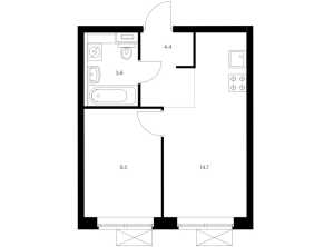 Планировка 1-комнатной квартиры в Открытый парк