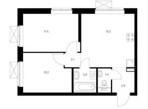 Планировка 2-комнатной квартиры в Открытый парк