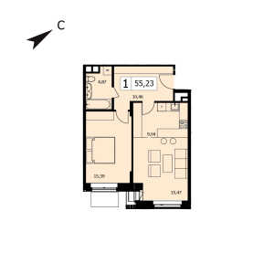 Планировка 1-комнатной квартиры в Twice