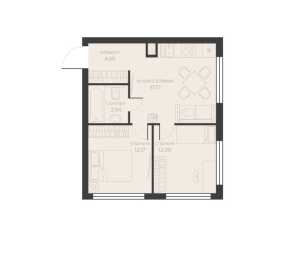 Планировка 2-комнатной квартиры в Champine