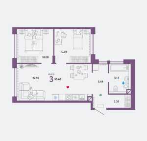 Планировка трехкомнатной квартиры в Wow