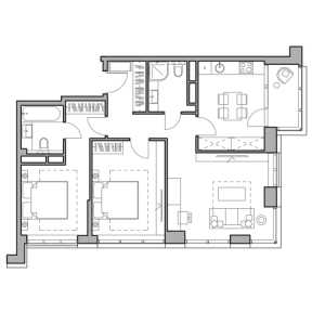 Планировка 4-комнатной квартиры в UNO.Головинские пруды - тип 1