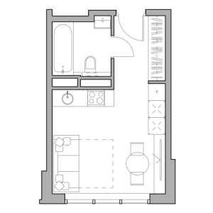Планировка 1-комнатной квартиры в UNO.Головинские пруды