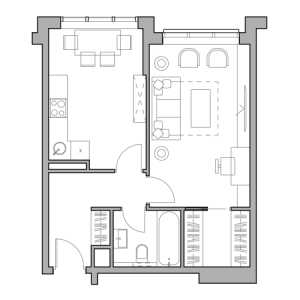 Планировка 2-комнатной квартиры в UNO.Головинские пруды