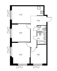 Планировка 3-комнатной квартиры в Ильинские луга
