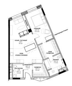 Планировка 2-комнатной квартиры в Sole Hills