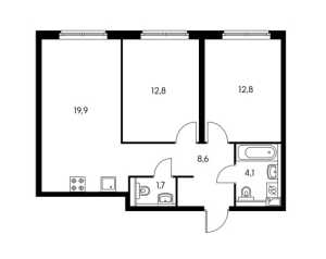 Планировка 2-комнатной квартиры в Столичные поляны