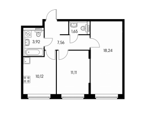 Планировка 2-комнатной квартиры в Влюблино