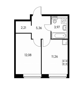 Планировка 1-комнатной квартиры в Влюблино