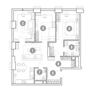 Планировка 4-комнатной квартиры в Мираполис - тип 1