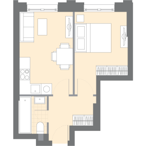 Планировка 1-комнатной квартиры в Дмитровское небо