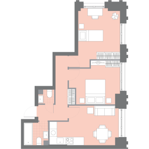 Планировка 2-комнатной квартиры в Дмитровское небо