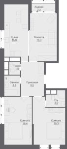 Планировка 3-комнатной квартиры в Liberty