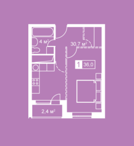 Планировка 1-комнатной квартиры в Атмосфера