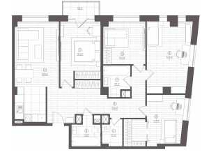 Планировка 3-комнатной квартиры в Королёва 13