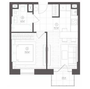 Планировка 1-комнатной квартиры в Королёва 13