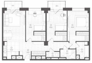 Планировка 4-комнатной квартиры в Королёва 13 - тип 1