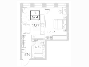 Планировка 1-комнатной квартиры в Инсайдер