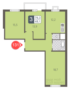 Планировка 3-комнатной квартиры в мой адрес На Лавриненко