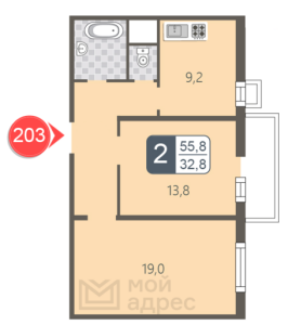 Планировка 2-комнатной квартиры в мой адрес На Лавриненко
