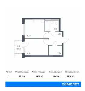 Планировка 1-комнатной квартиры в Квартал Ивакино