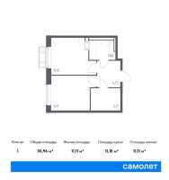 Планировка 1-комнатной квартиры в Рублевский Квартал