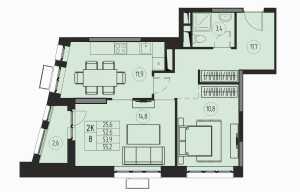 Планировка 3-комнатной квартиры в Премиум