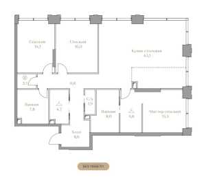 Планировка 3-комнатной квартиры в Luzhniki Collection