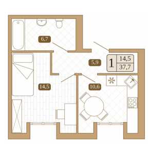 Планировка 1-комнатной квартиры в Белый город
