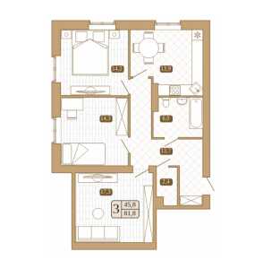 Планировка 3-комнатной квартиры в Белый город