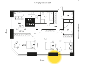 Планировка 4-комнатной квартиры в Deco Residence - тип 1