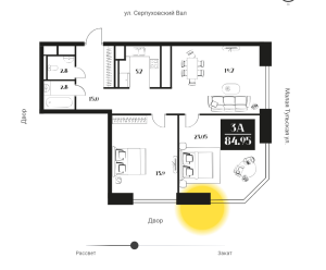 Планировка 3-комнатной квартиры в Deco Residence