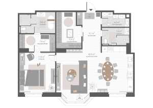 Планировка 1-комнатной квартиры в Хамовники XII