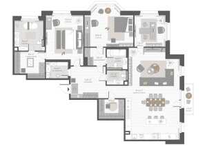 Планировка 2-комнатной квартиры в Хамовники XII