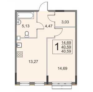 Планировка 1-комнатной квартиры в Эльйон