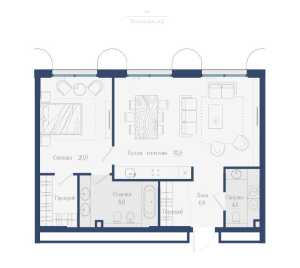 Планировка 2-комнатной квартиры в Мюр & Мерилиз
