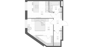 Планировка 1-комнатной квартиры в Oro