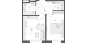Планировка 2-комнатной квартиры в Oro