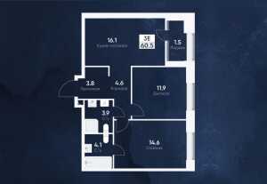 Планировка 2-комнатной квартиры в Era