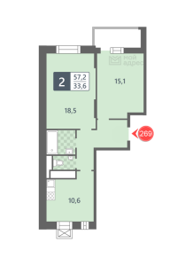Планировка 2-комнатной квартиры в Мой адрес На Варшавском 139