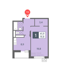 Планировка 1-комнатной квартиры в Мой адрес В Новогиреево