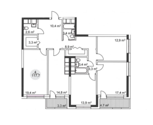Планировка 4-комнатной квартиры в Достояние - тип 1