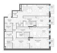 Планировка 4-комнатной квартиры в Обыденский № 1 - тип 1